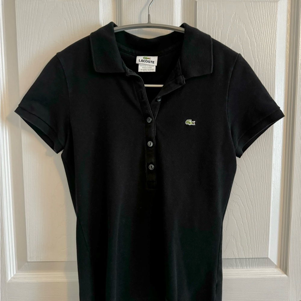 Lacoste Black Slim Short-sleeve Polo Shirt Size 36/S
